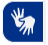 Botão de acessibilidade em Libras do Plugin. Fundo azul com duas mãos na cor branca representando a acessibilidade em Libras