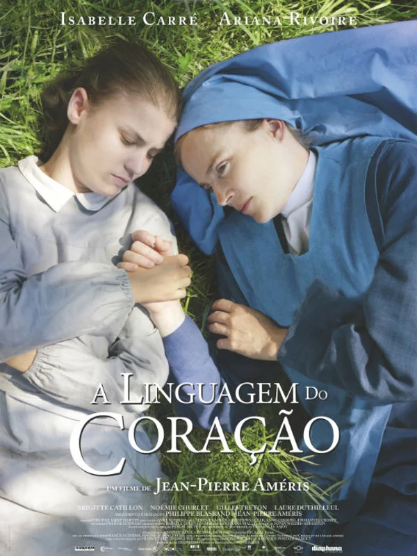 Movie poster. Maria is holding Margueritte's hand. They are lying on the grass.