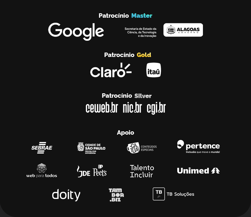 Fundo escuro. Logos dos patrocinadores e apoiadores do Link aparecem em destaque. 